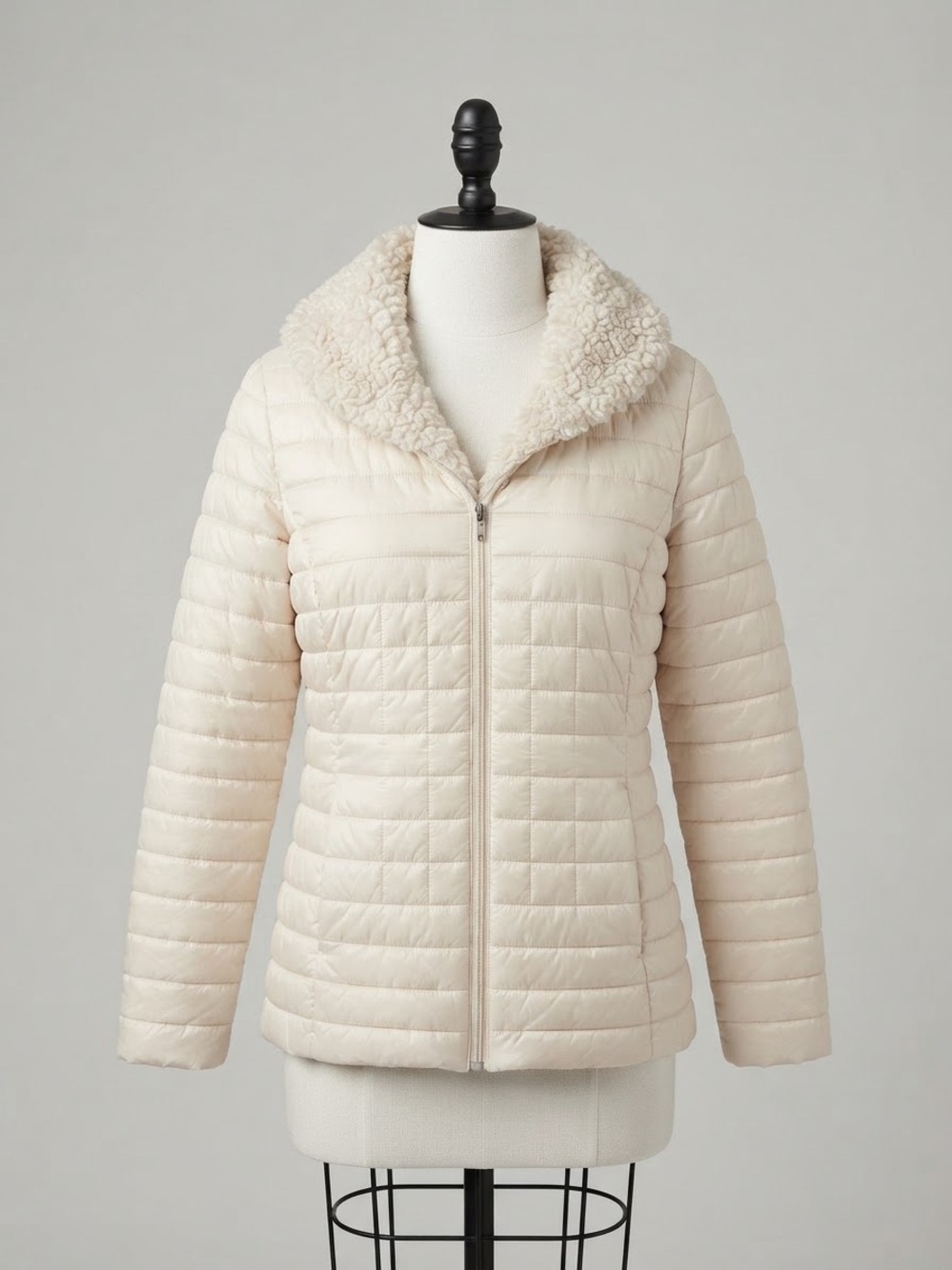 Coldwater Creek Light Cream Quilted Puffer